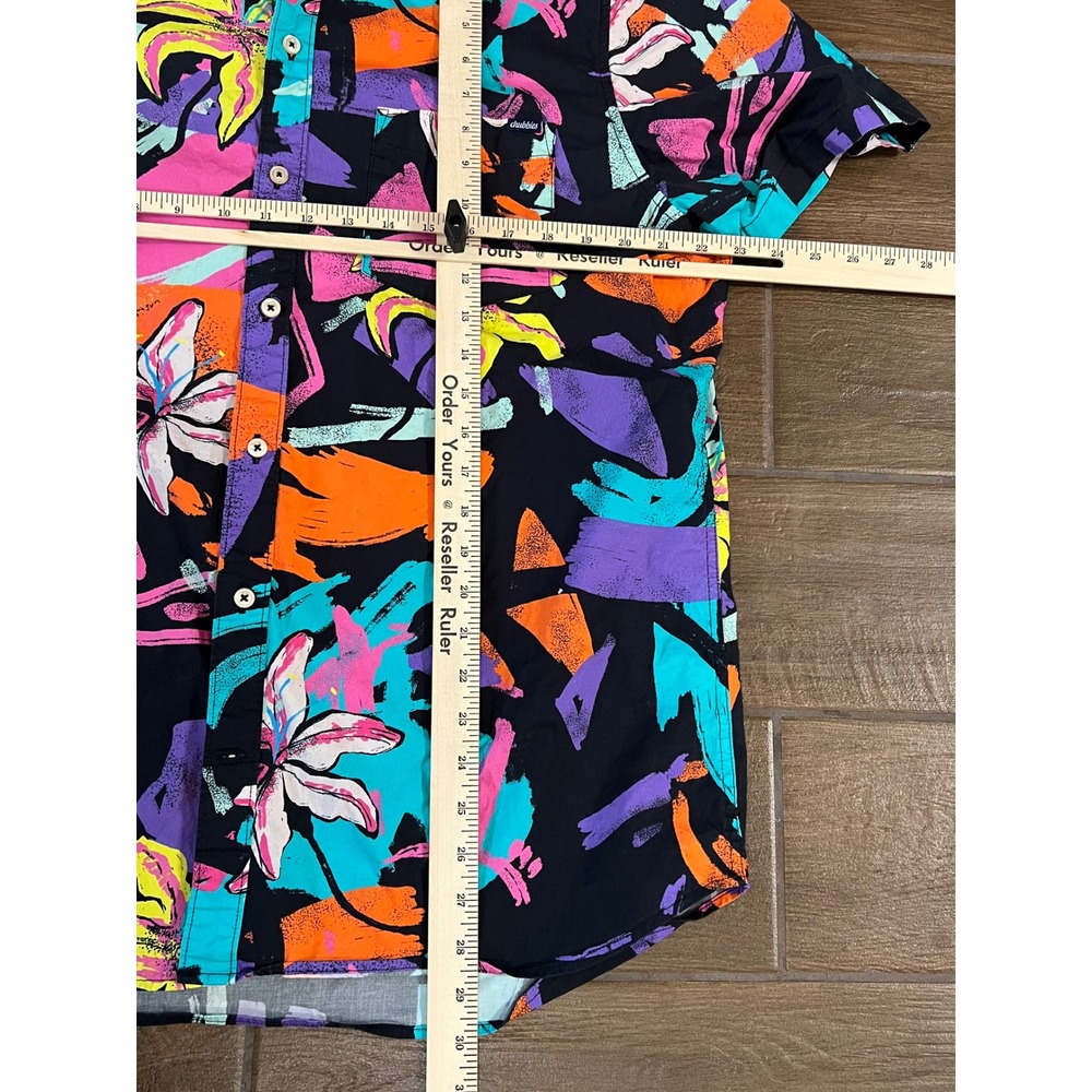 Chubbies Mens XL Friday Shirt Neon Abstract Floral Short Sleeve Button Down - Picture 4 of 6